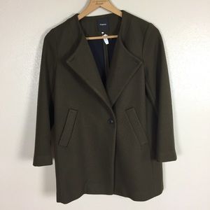 Theory Camden virgin wool dark green coat Med
